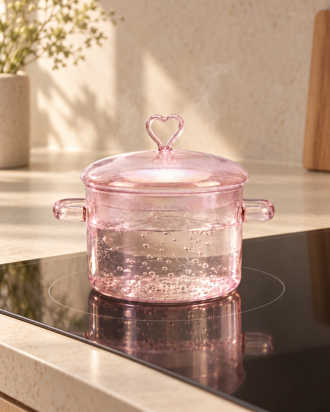 OLLA DE VIDRIO TORNASOLADA ROSA